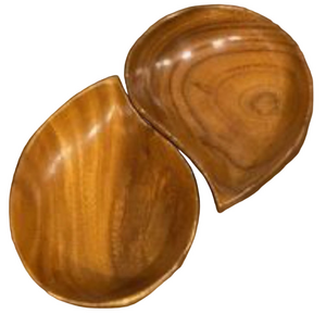 vintage set of 2 monkey pod wood bowls nutcandy bowl retro organic leaf waikiki
